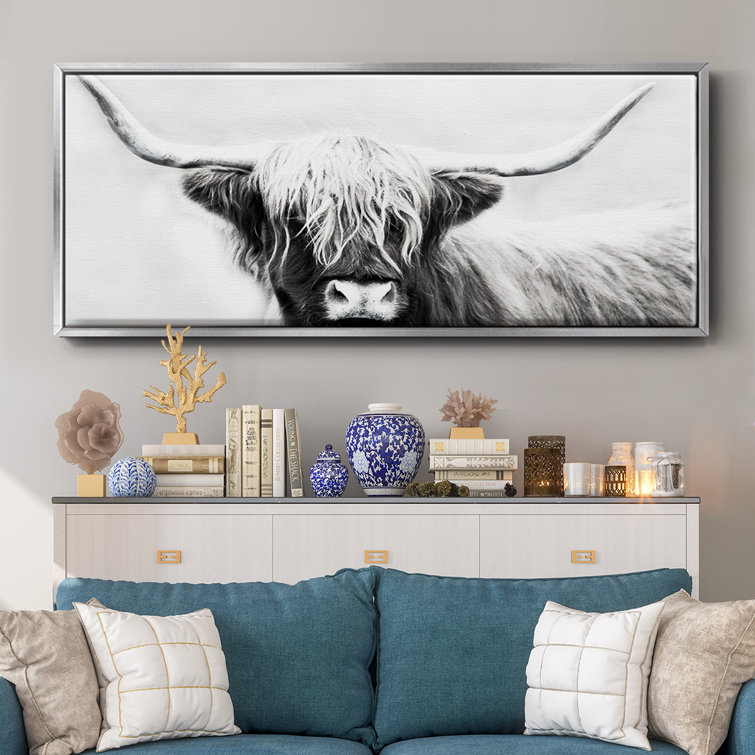 Union Rustic Highland Longhorn Framed On Canvas Print Wayfair